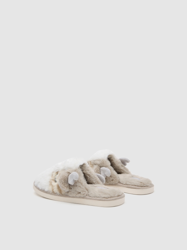 Pantufas de rena bege vista meia traseira