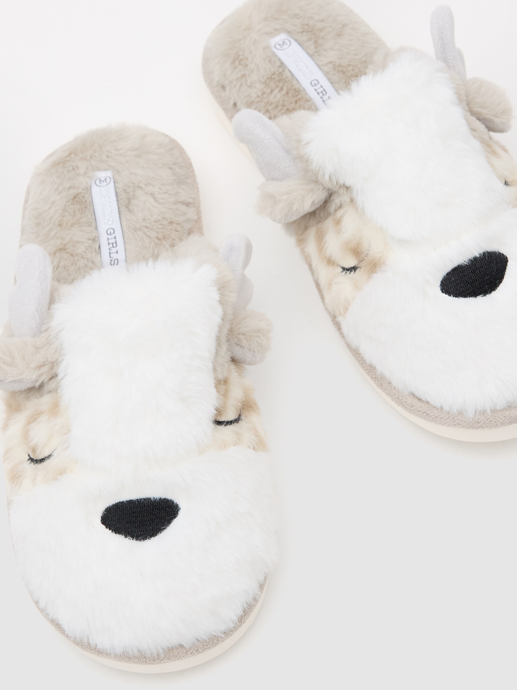 Reindeer slippers beige front view