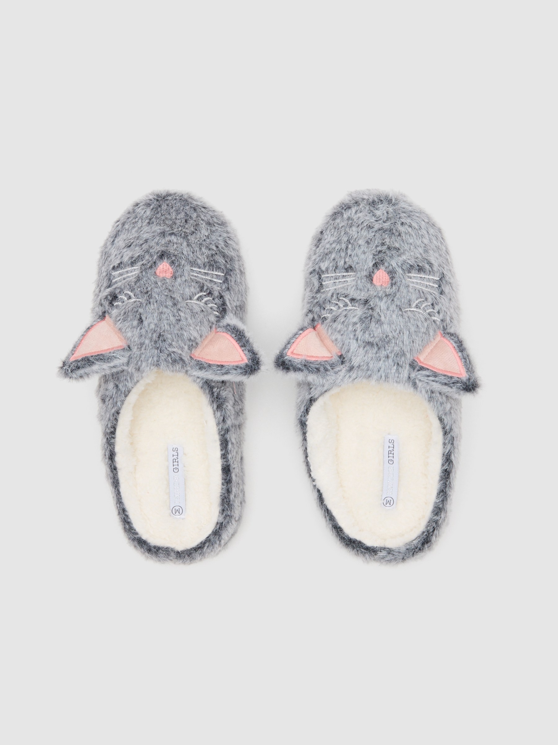Cat house slippers grey front view