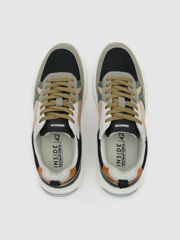 Deportiva running nylon combinada negro vista cenital