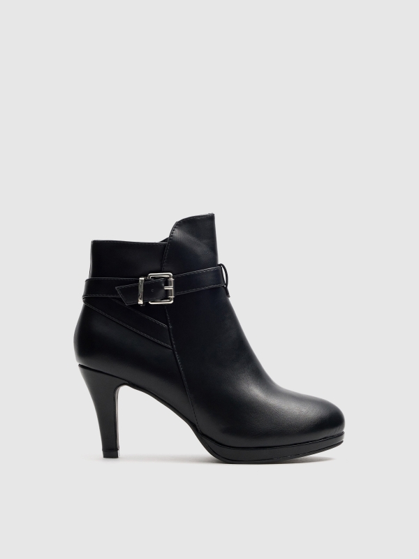 Black ankle boots with buckle heel black