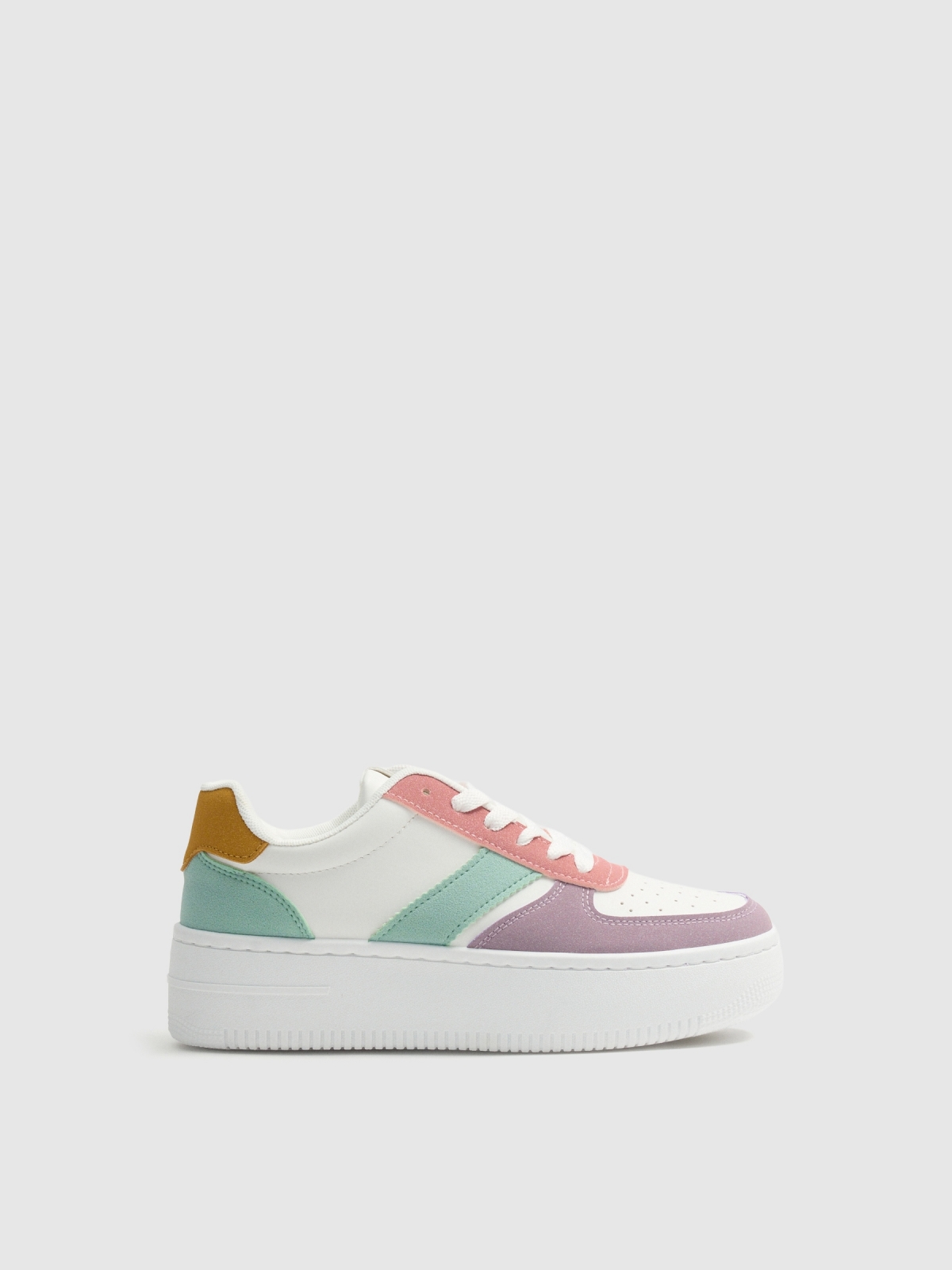 Multicolor platform sneakers white profile view