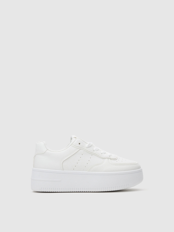 Zapatillas bajas con plataforma blancas blanco vista perfil