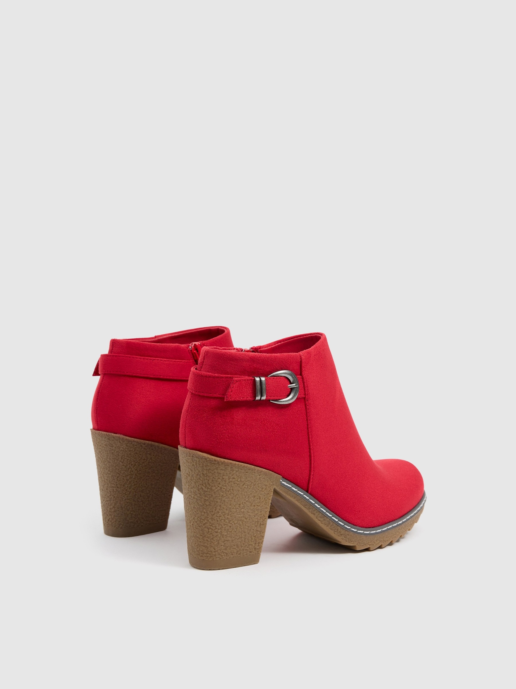 Buckle heel bootie red