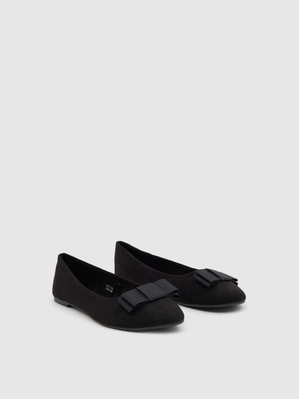 Ballerina leatherette ballerina with bow black 45º front view