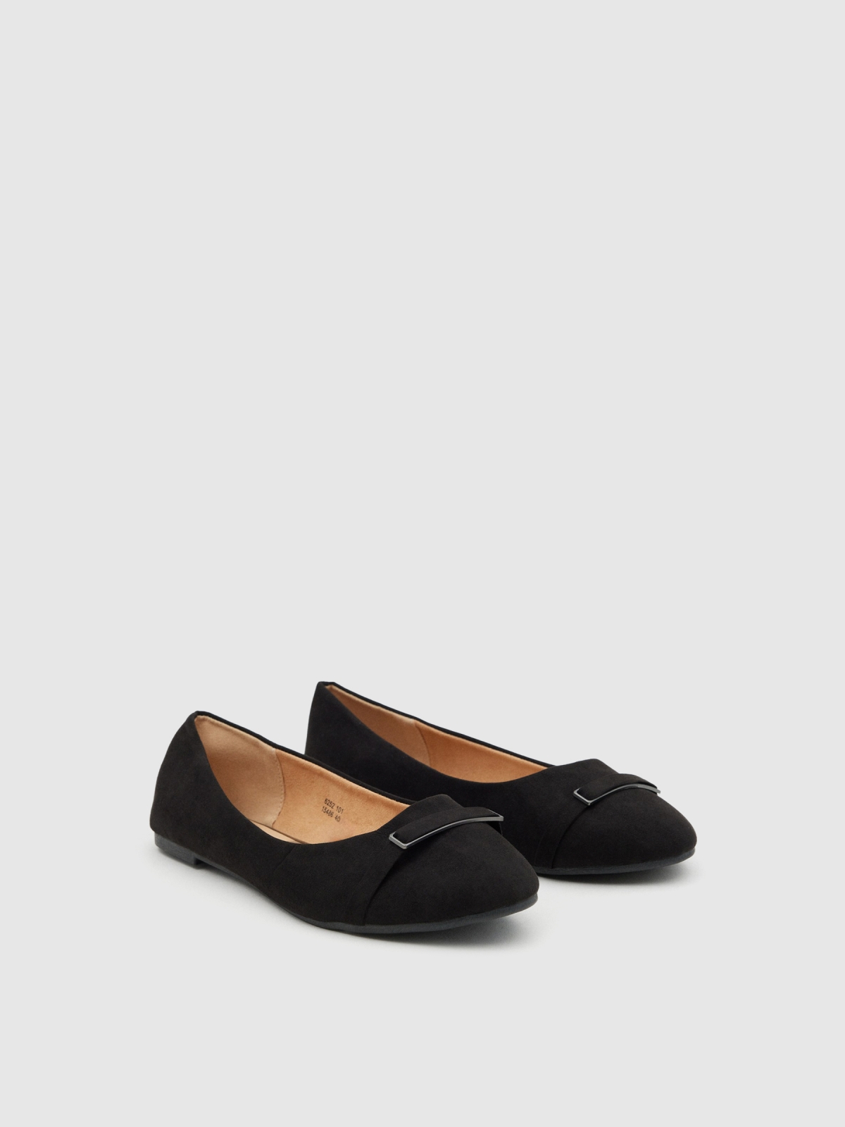 Basic leatherette ballerina black 45º front view