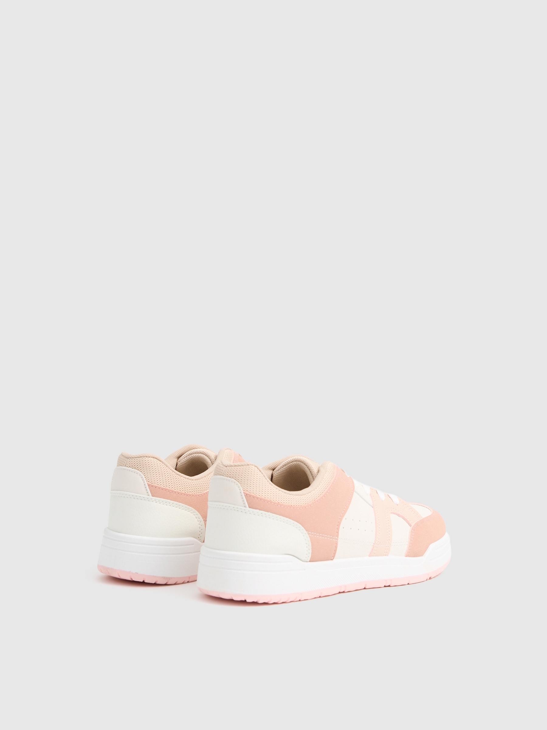 Casual combined faux leather sneakers sand profile view