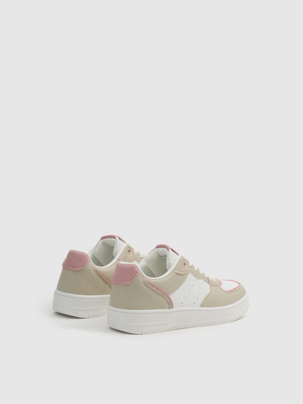 Skater sneakers contrast white 45º back view