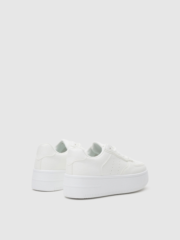 White platform low sneakers white 45º back view