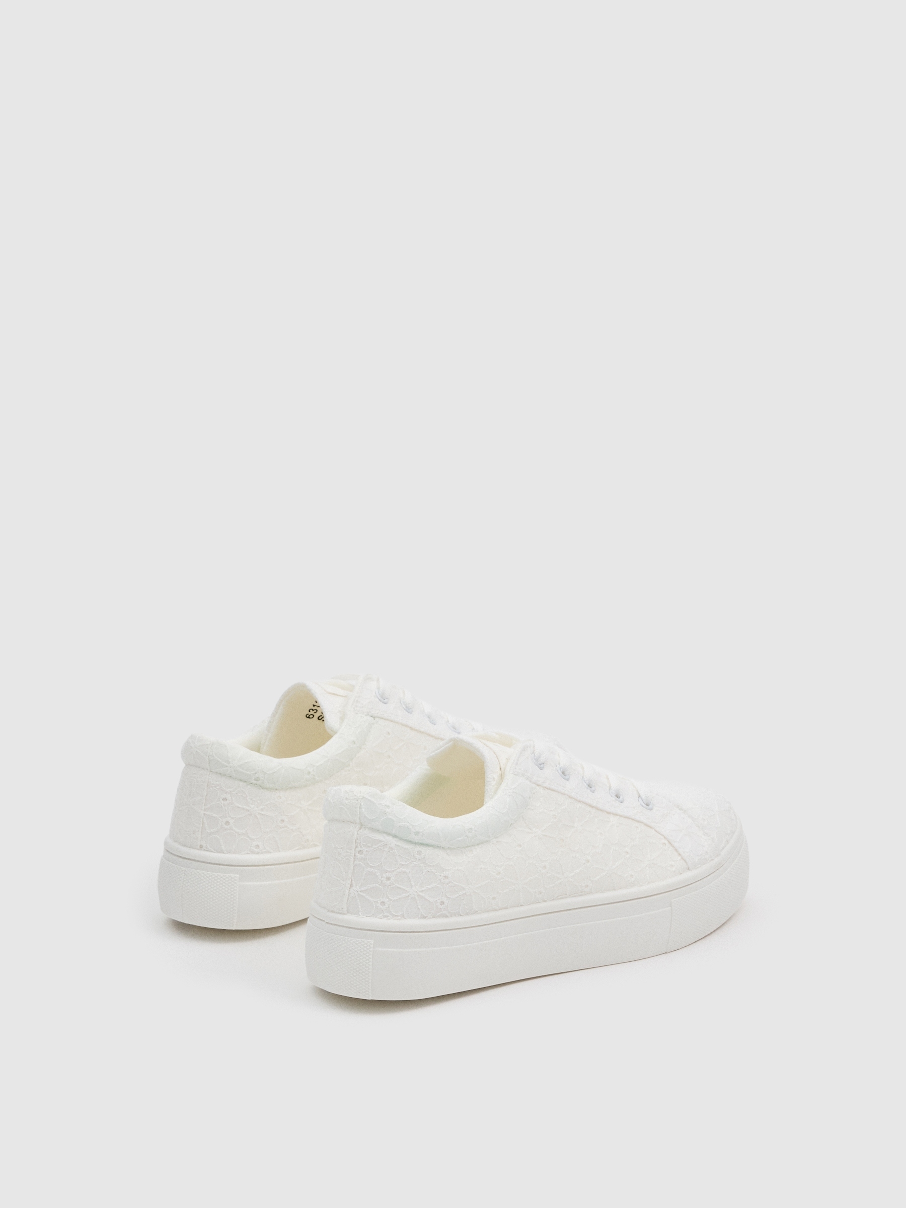 Embroidered canvas platform sneakers white profile view