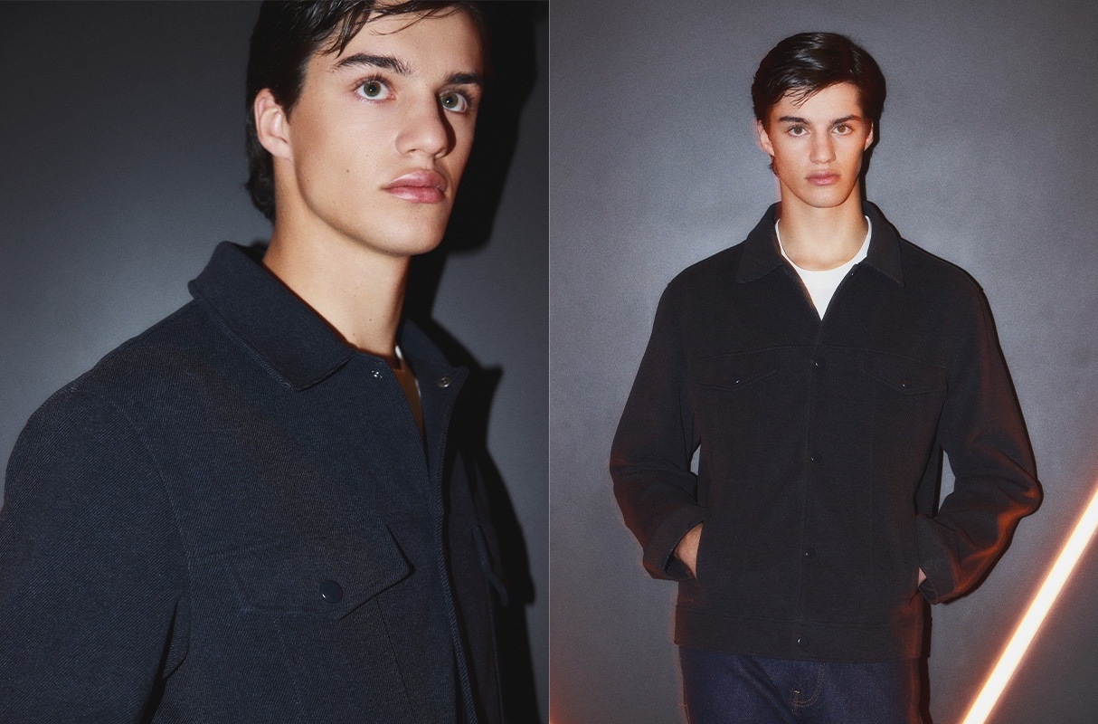 Cazadora paño azul marino vista media frontal