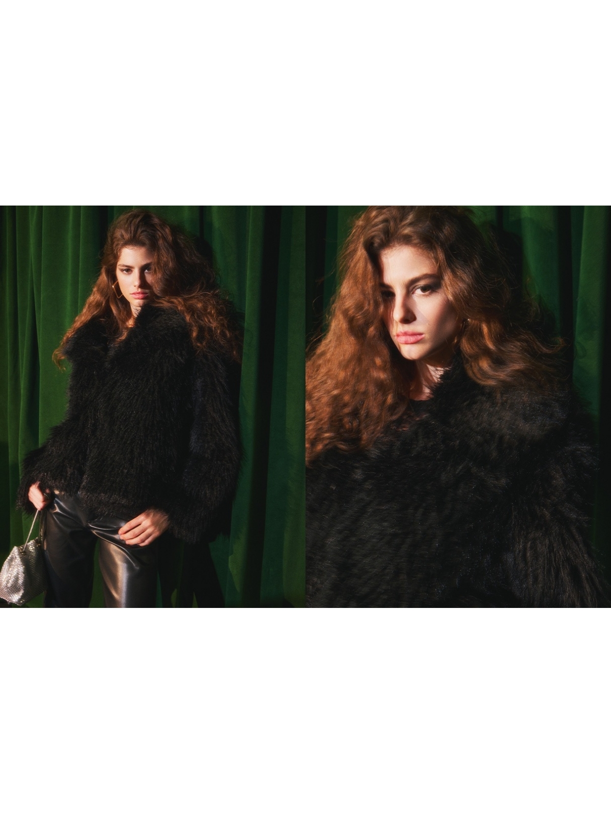 %NewExtra% Faux fur effect jacket with lapel collar black