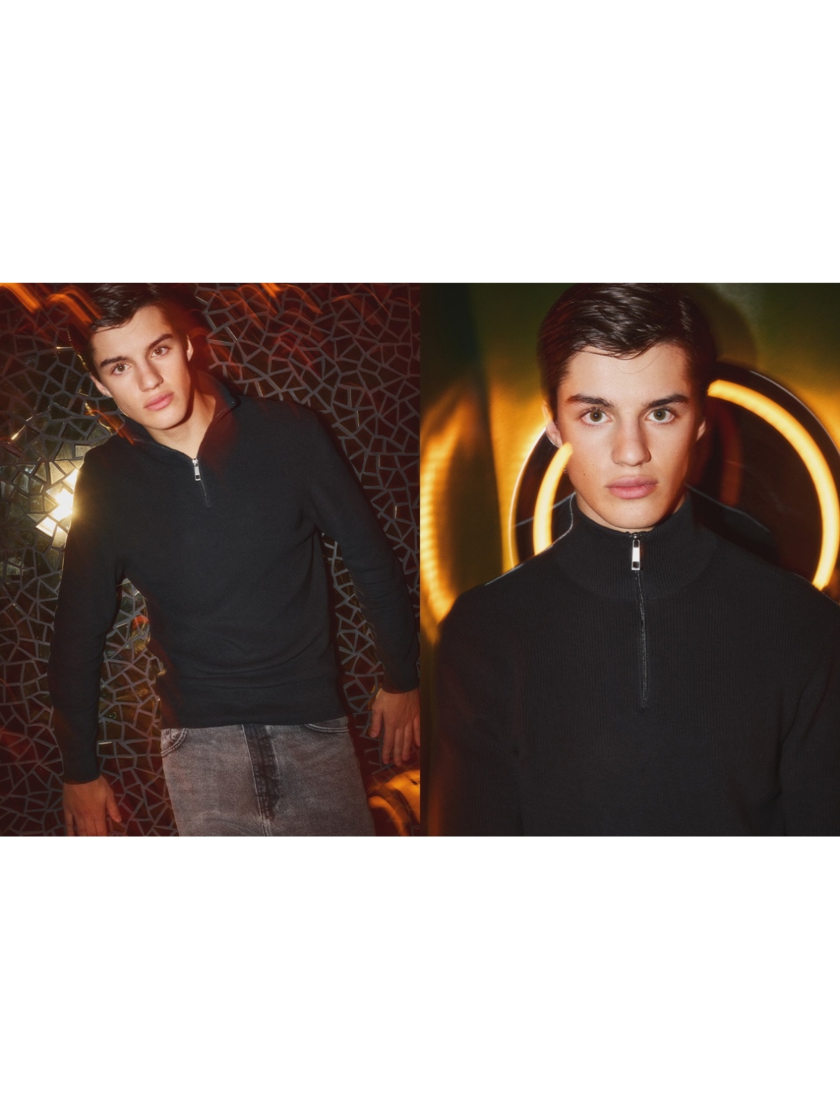 %NewExtra% Basic knit jersey with zipper neck black