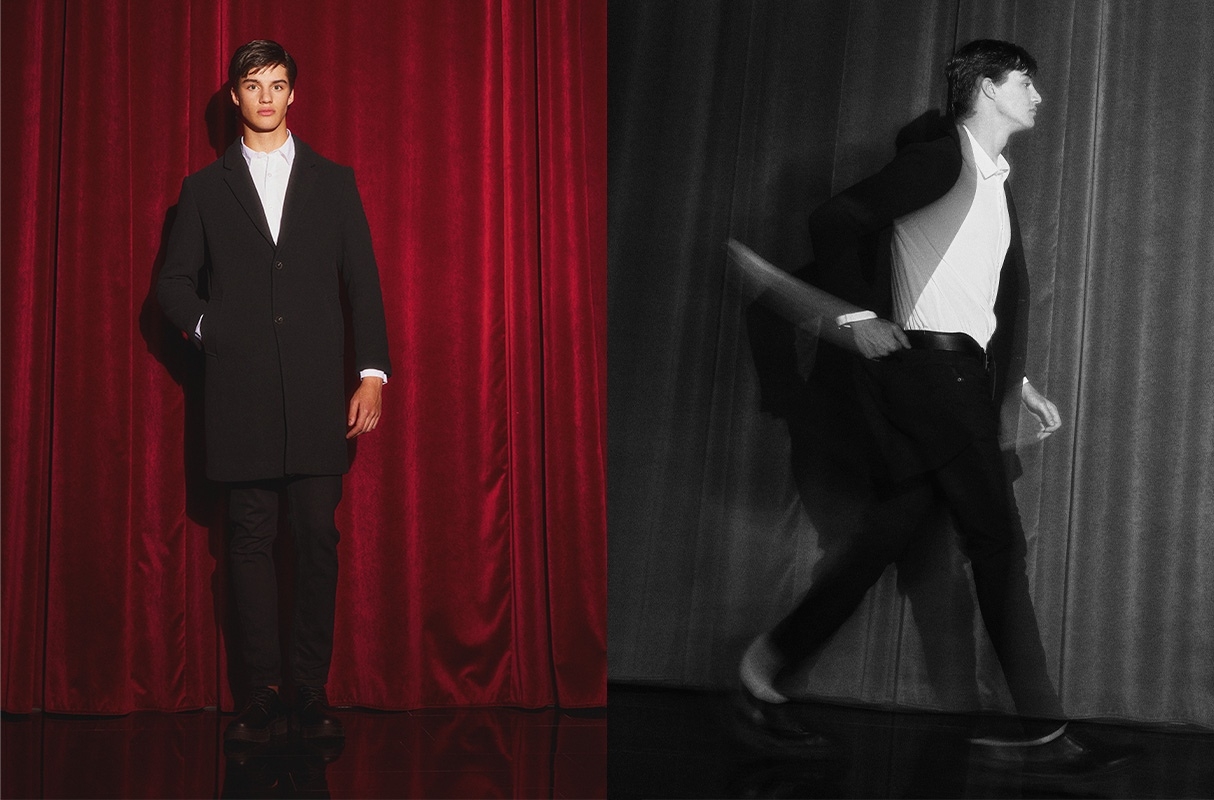  Coat with faux leather buttons black