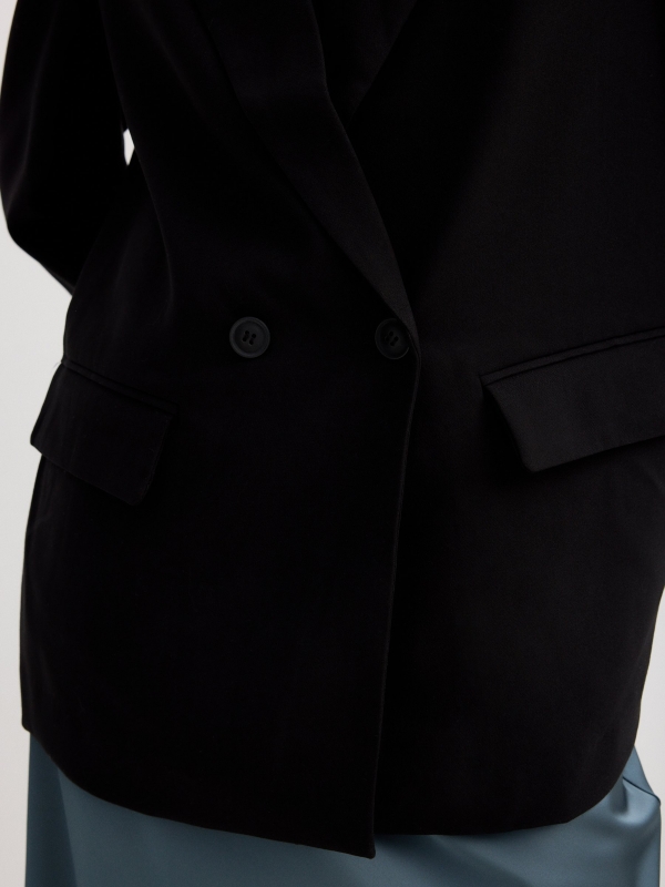 Oversized double-breasted blazer black detail view