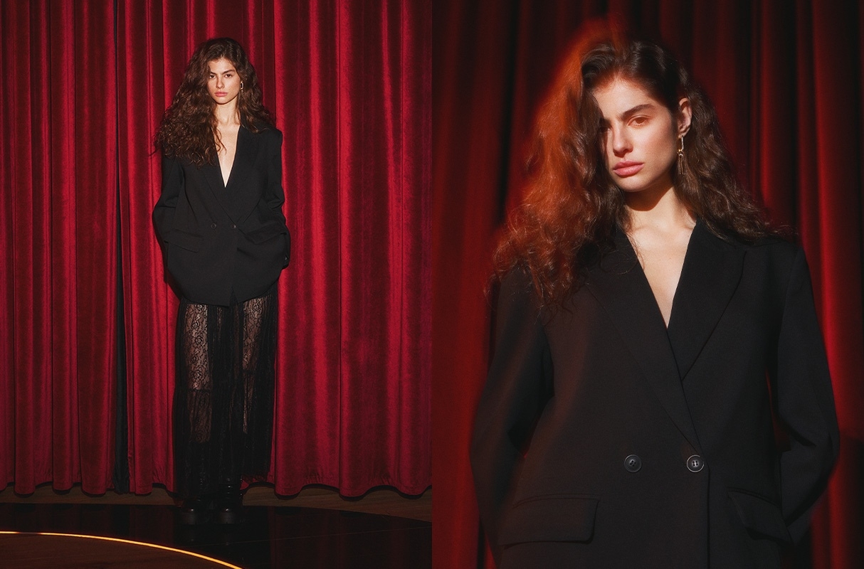 Blazer cruzada oversize negro vista media frontal