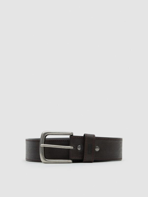 Basic brown faux leather belt brown