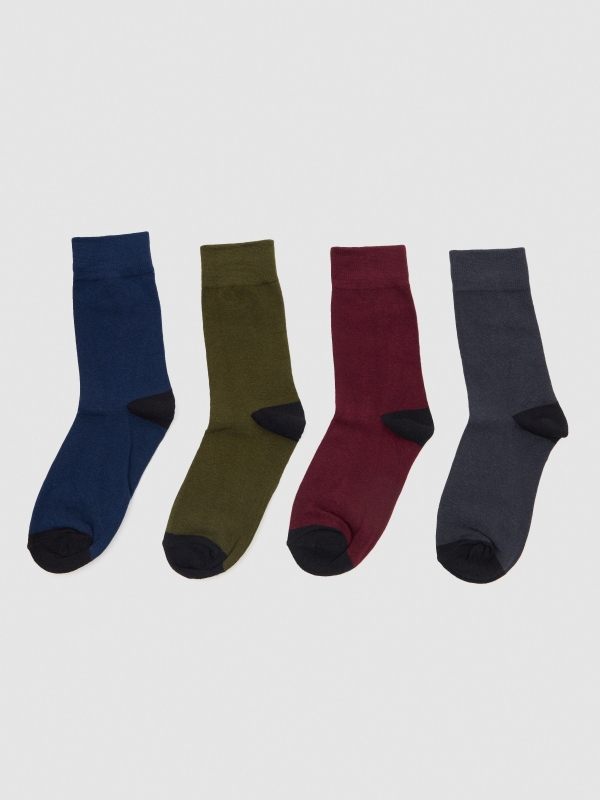 Pack of 4 plain mid-calf socksmiddle front view
