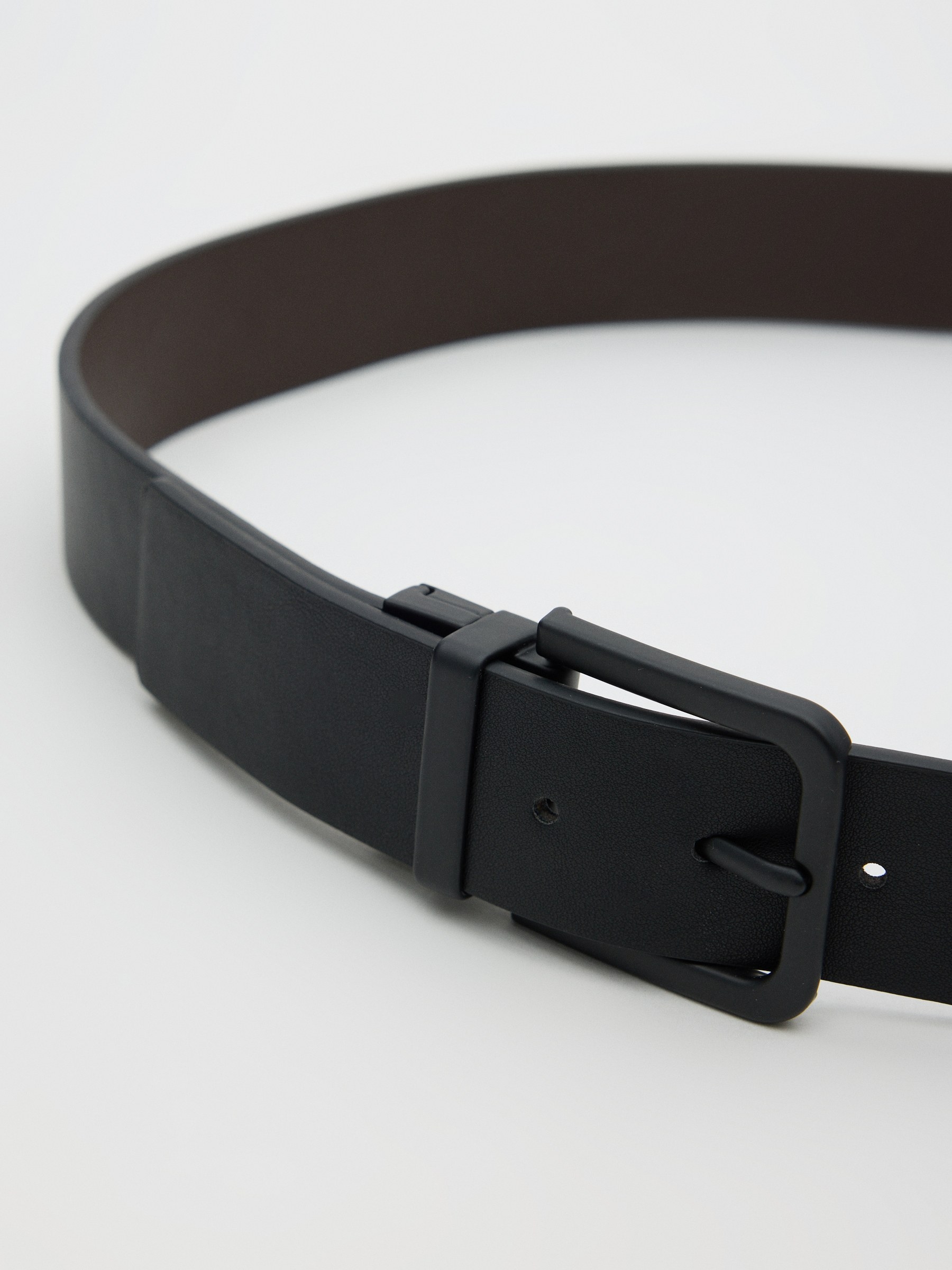 Reversible faux leather belt brown