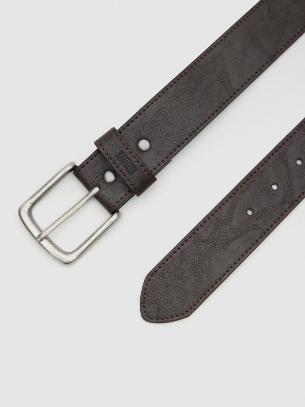 Basic brown faux leather belt brown zenithal view