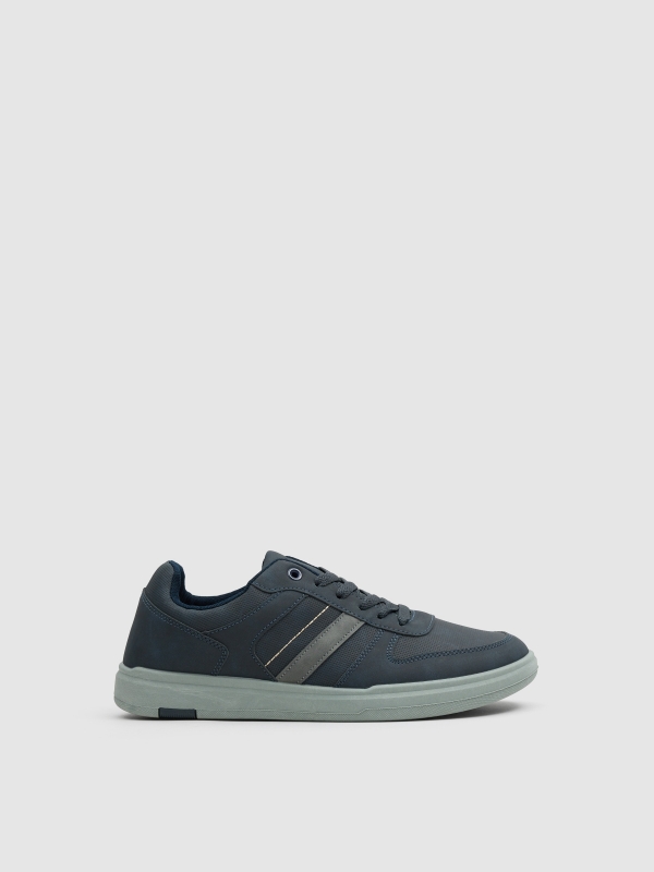 Synthetic leather sports shoe with rubber sole navy