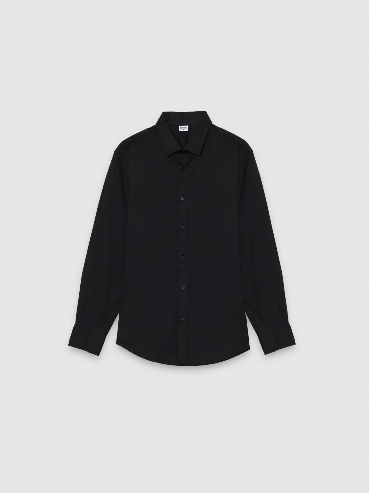 %Pto% Camisa algodão manga longa preto vista frontal