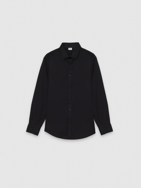  Camisa algodão manga longa preto vista frontal