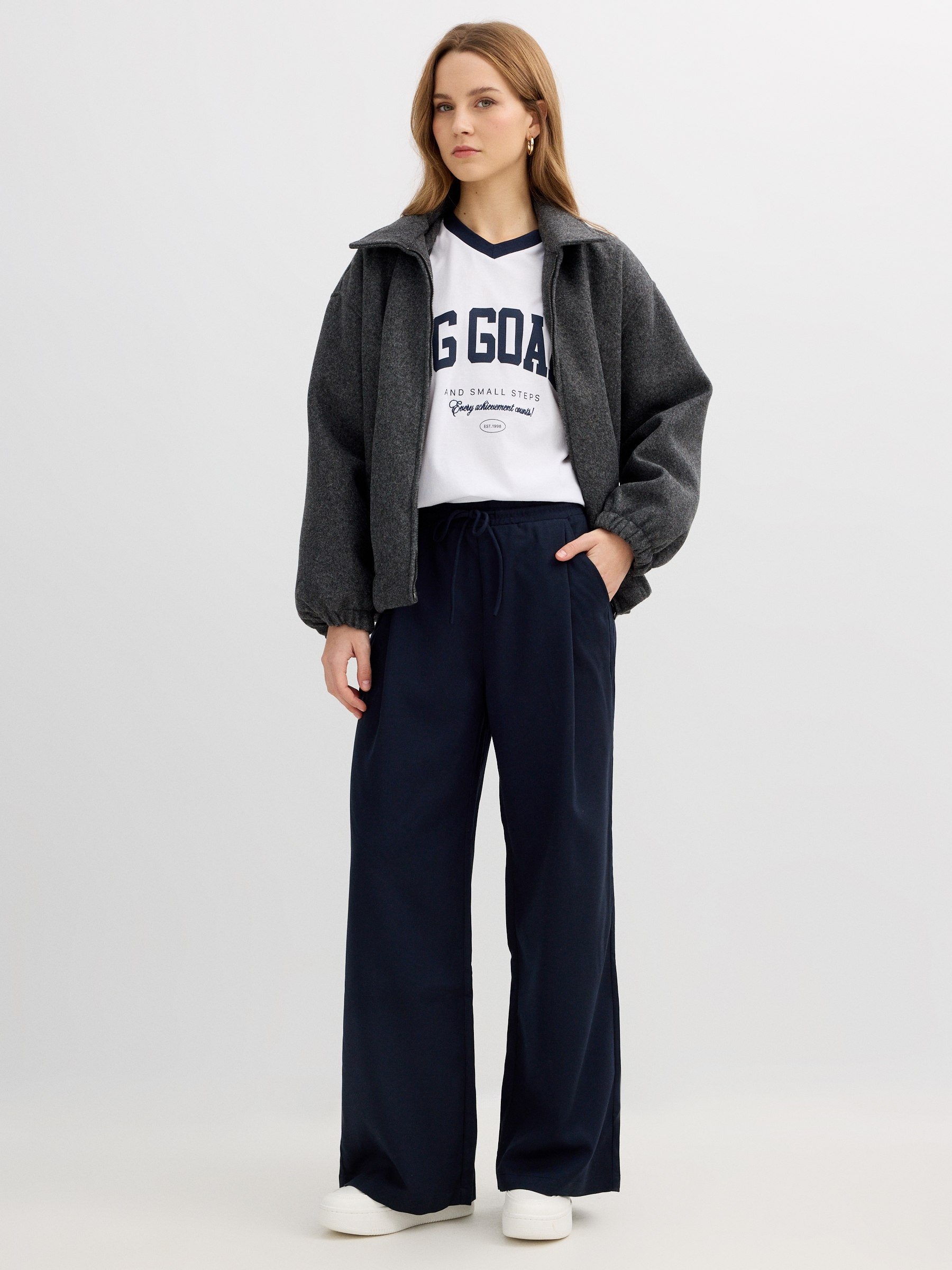 Jogger wide leg azul marino vista general frontal