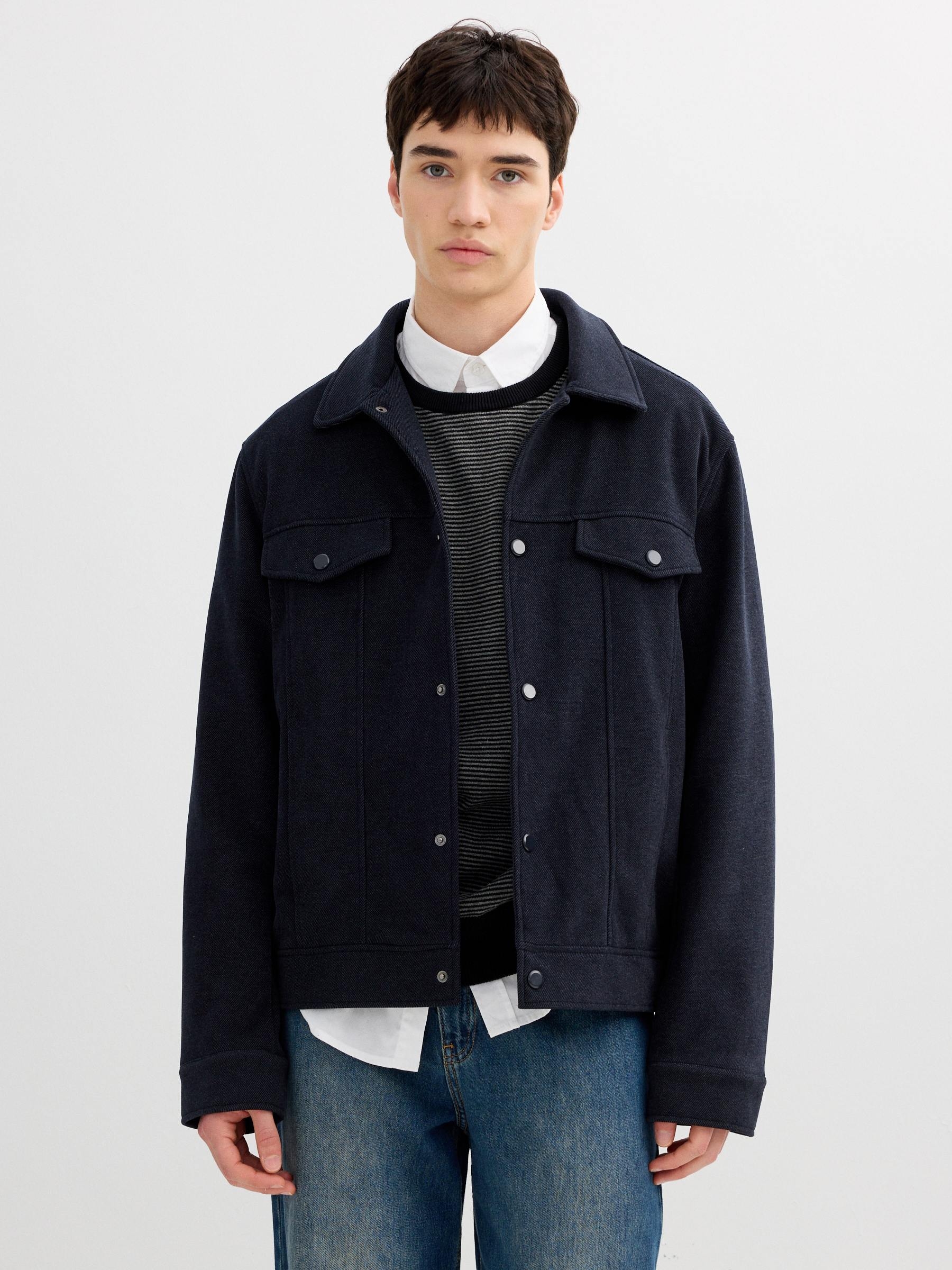 Cloth jacket navy middle front view