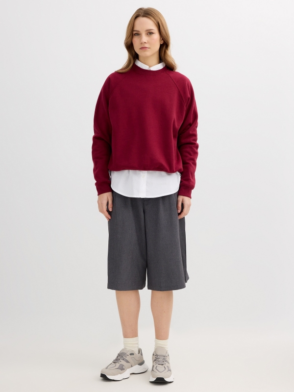 Fluid Bermuda with pleats melange grey middle front view