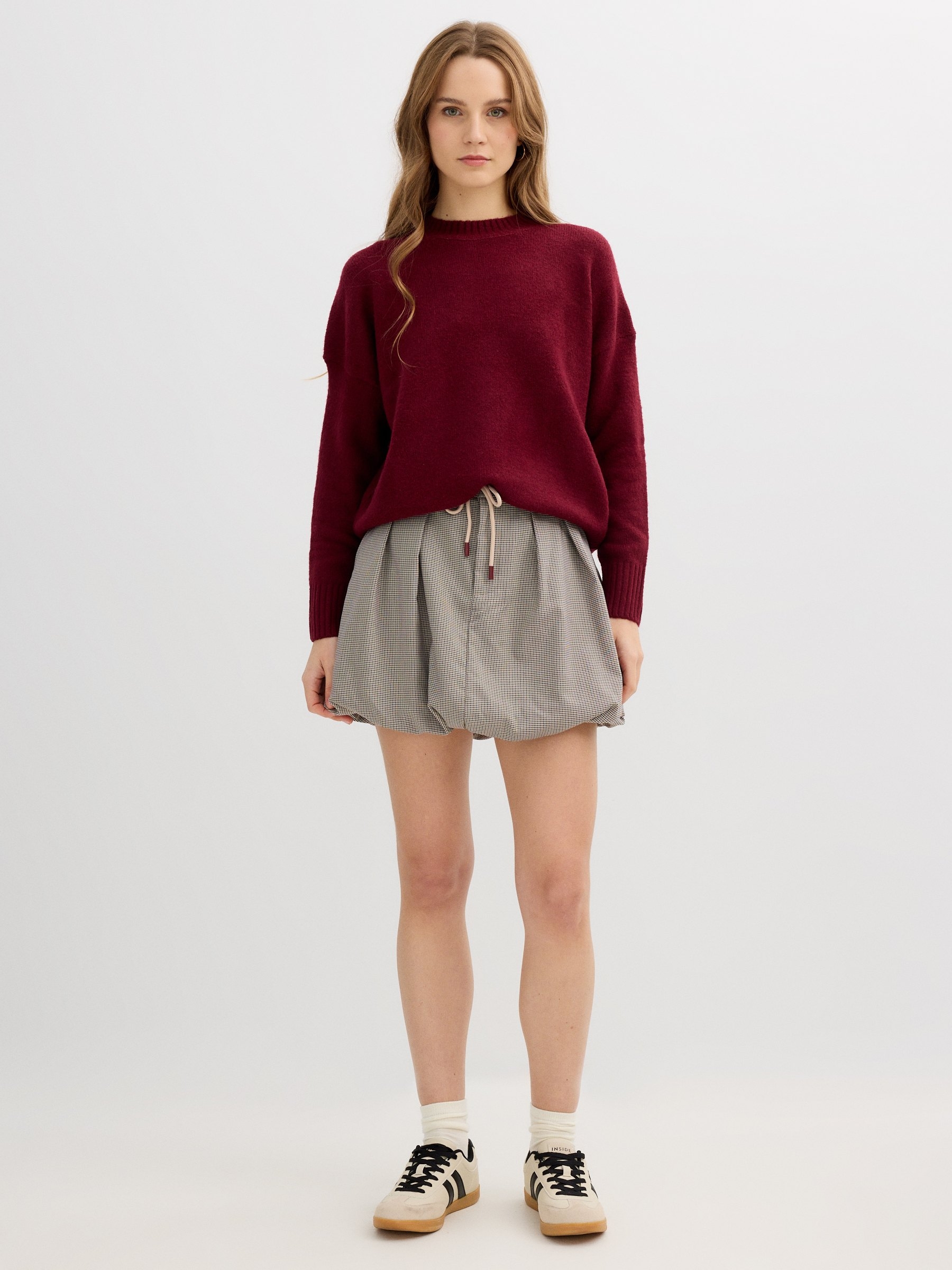 Houndstooth mini bubble skirt multicolor middle front view