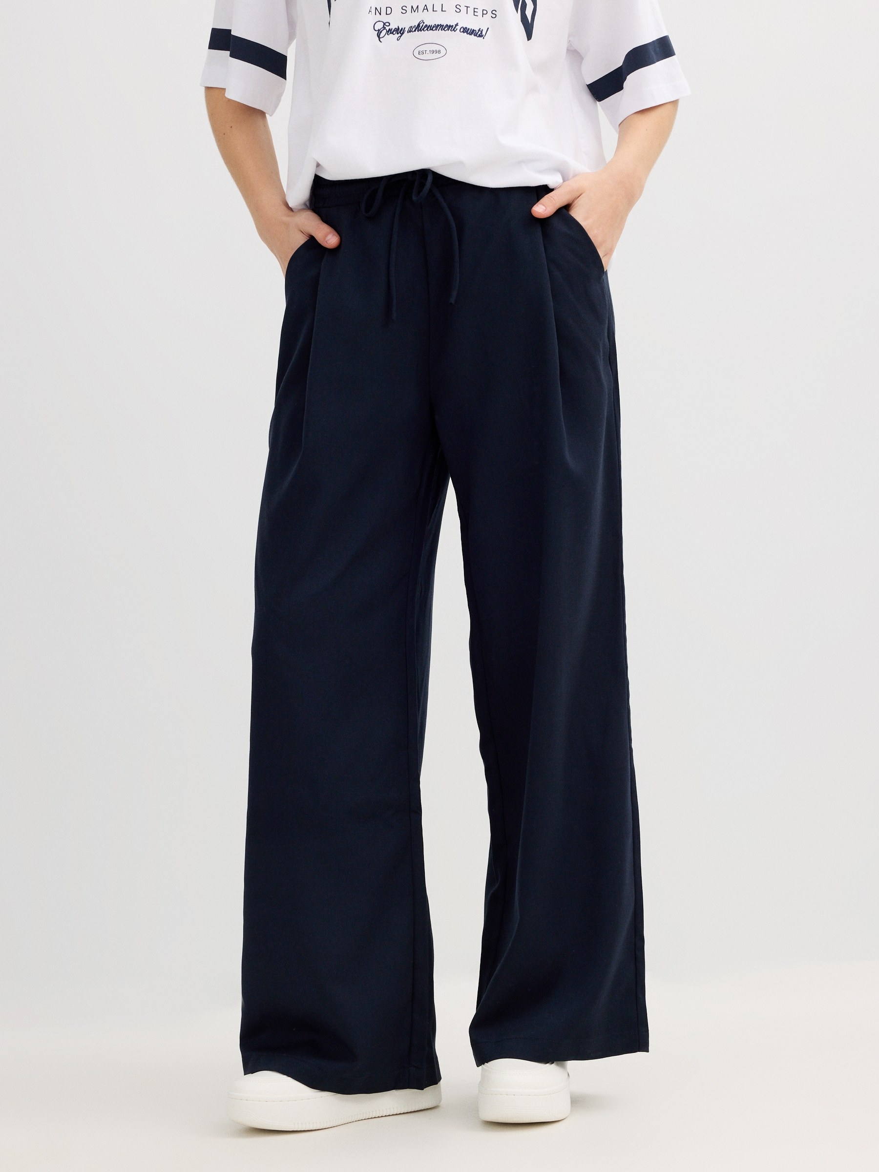 Jogger wide leg azul marino vista general frontal