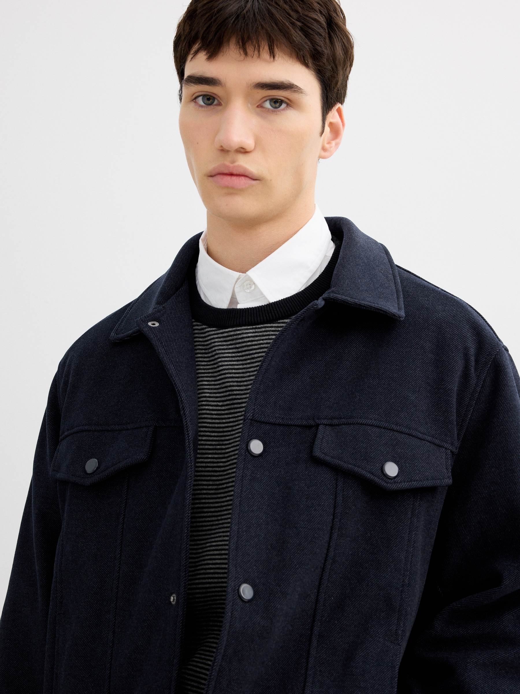 Cloth jacket navy middle front view