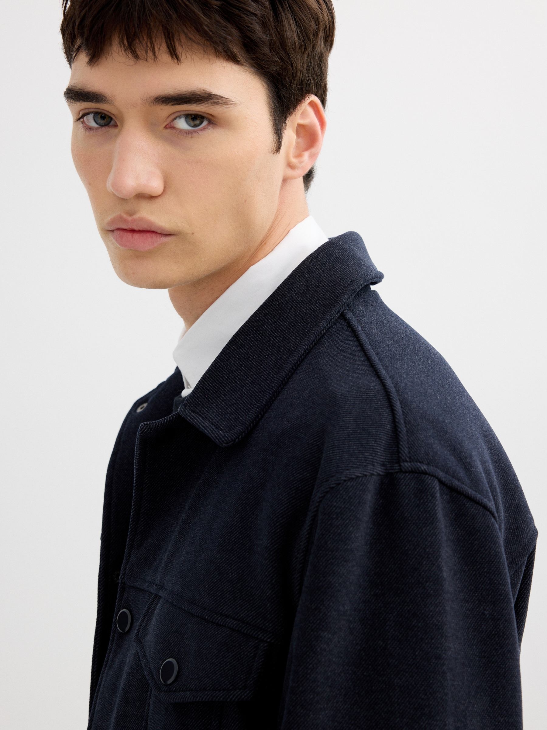 Cloth jacket navy middle front view