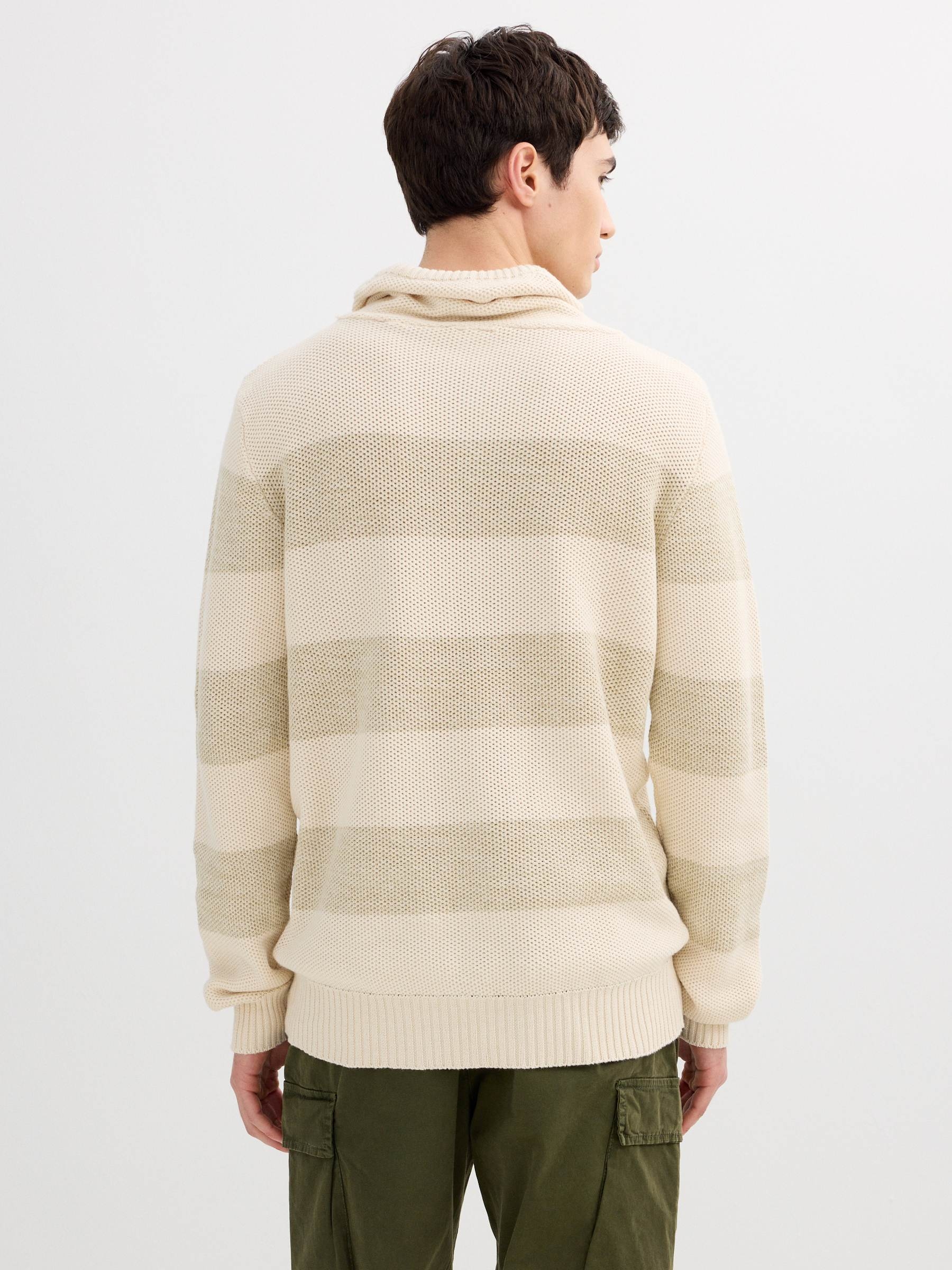 Striped knit sweater raw middle front view