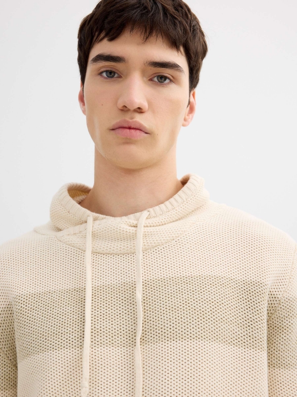 Striped knit sweater raw detail view