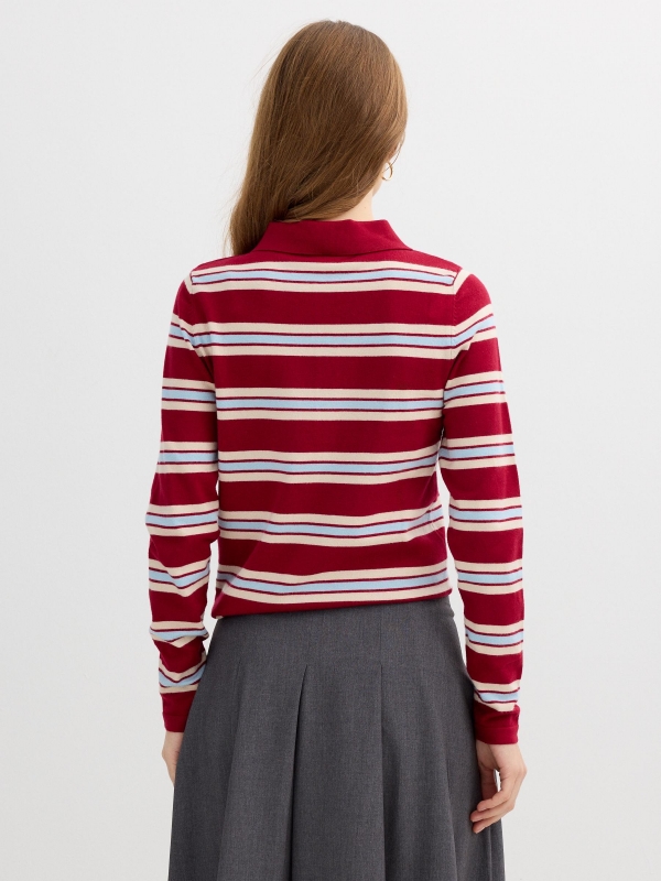 Striped knit polo jersey multicolor middle back view