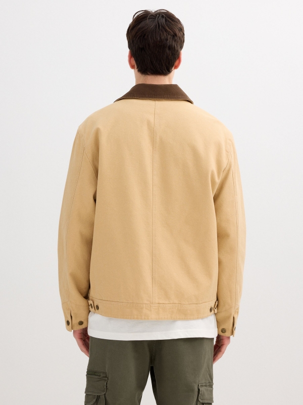 Zipper jacket beige middle back view