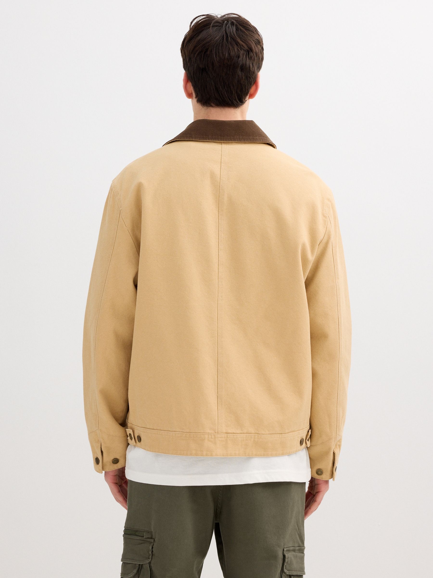 Zipper jacket beige middle front view