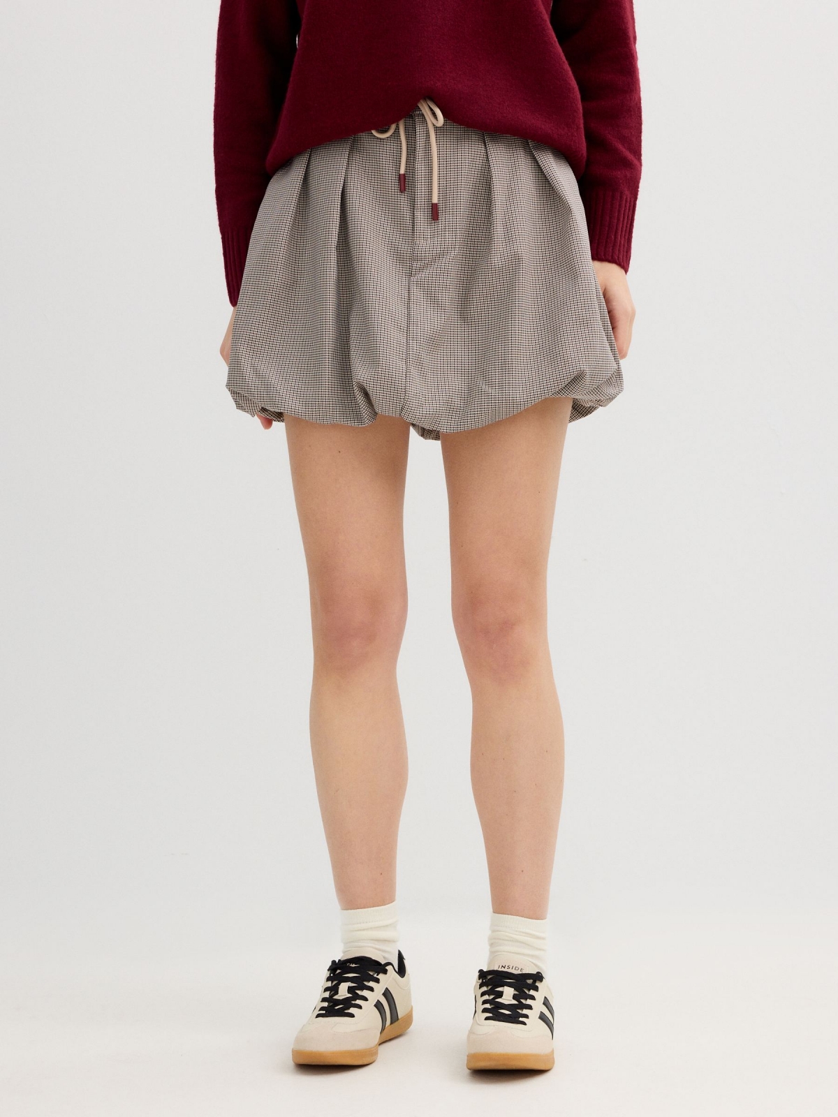 Houndstooth mini bubble skirt multicolor middle back view