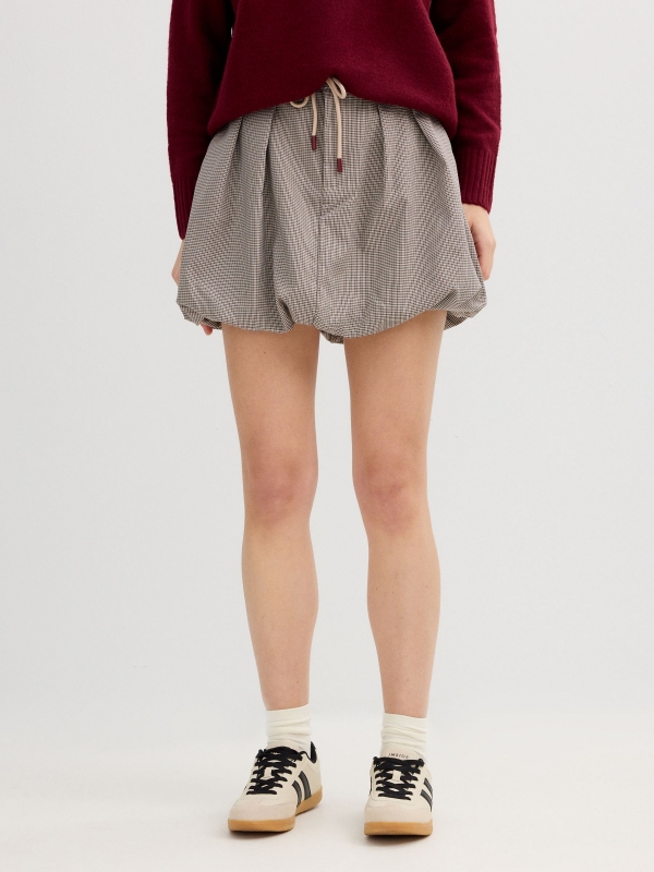 Houndstooth mini bubble skirt multicolor middle back view