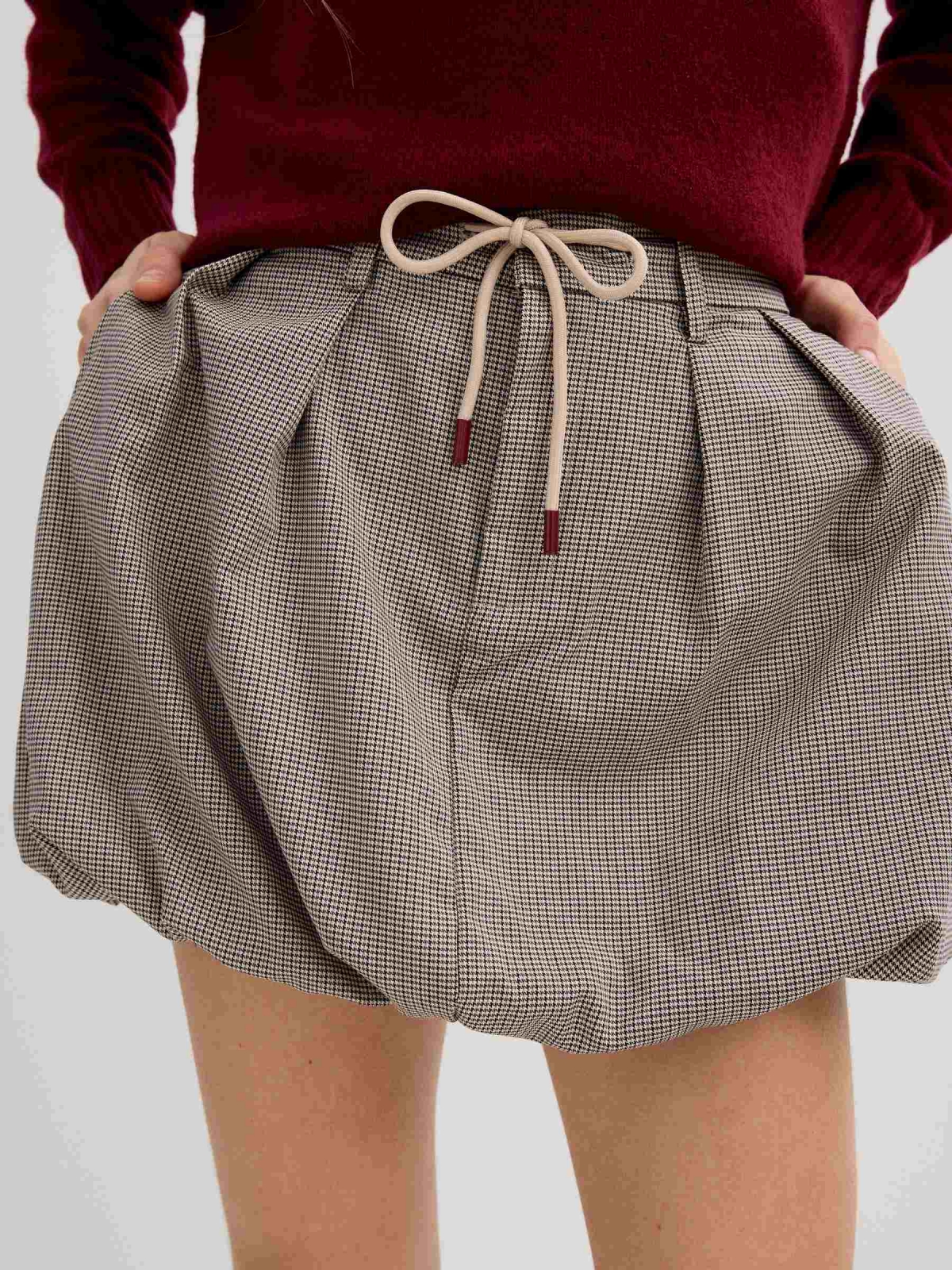 Houndstooth mini bubble skirt multicolor detail view