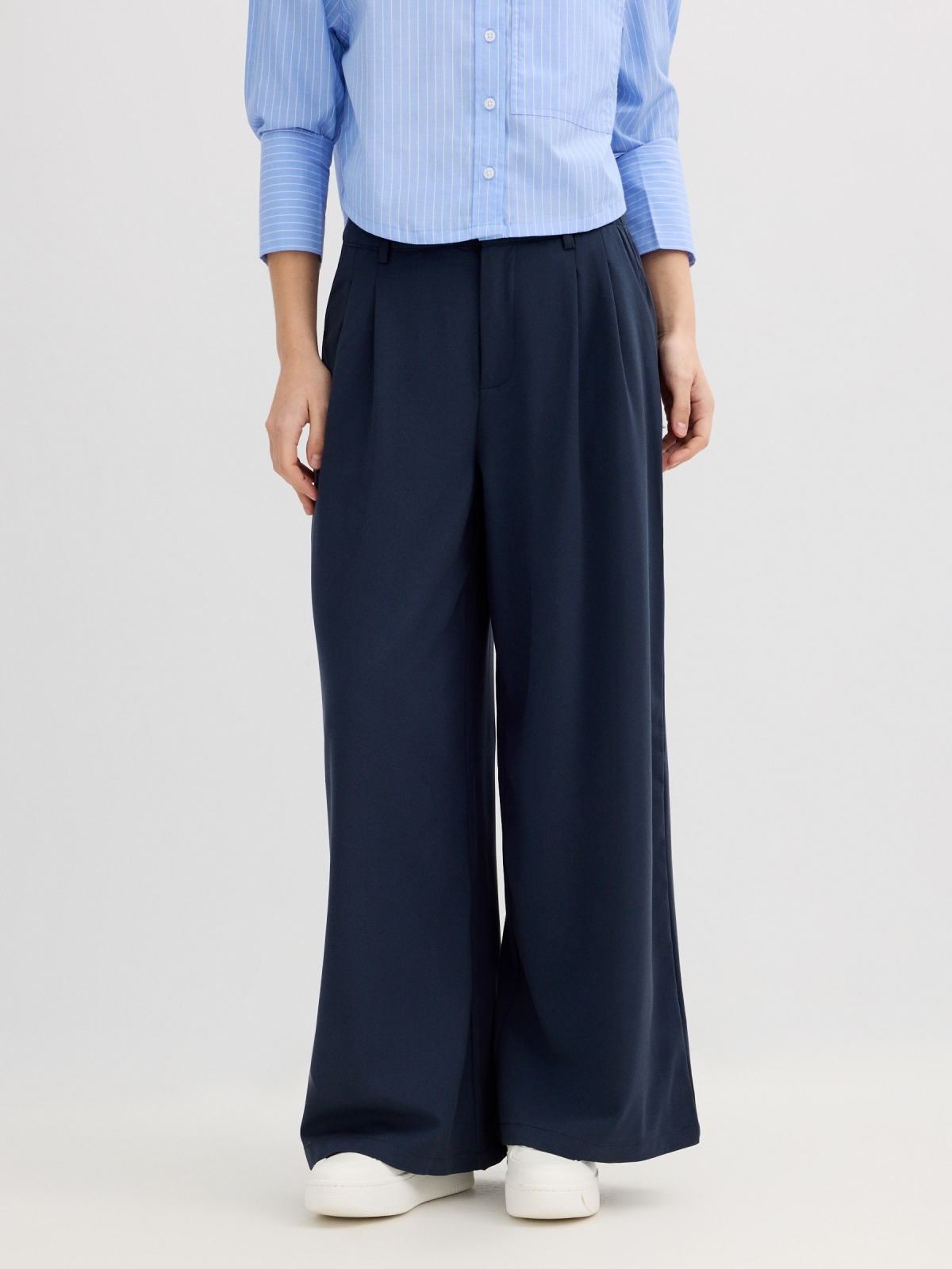 Contrast palazzo pants navy middle front view