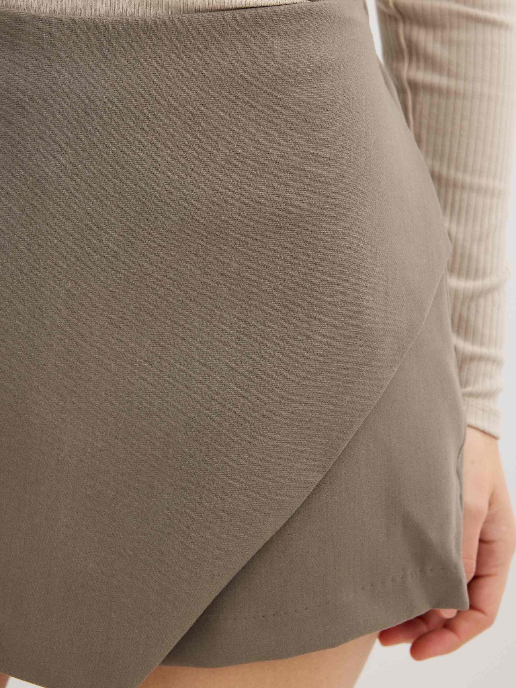 Asymmetric skort taupe middle front view