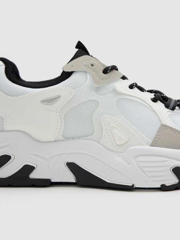 Nylon and rubber sneakers off white detail view