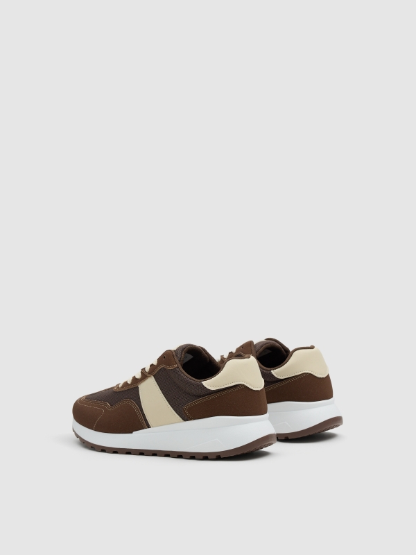 Nylon sports shoes with rubber sole chocolate 45º back view