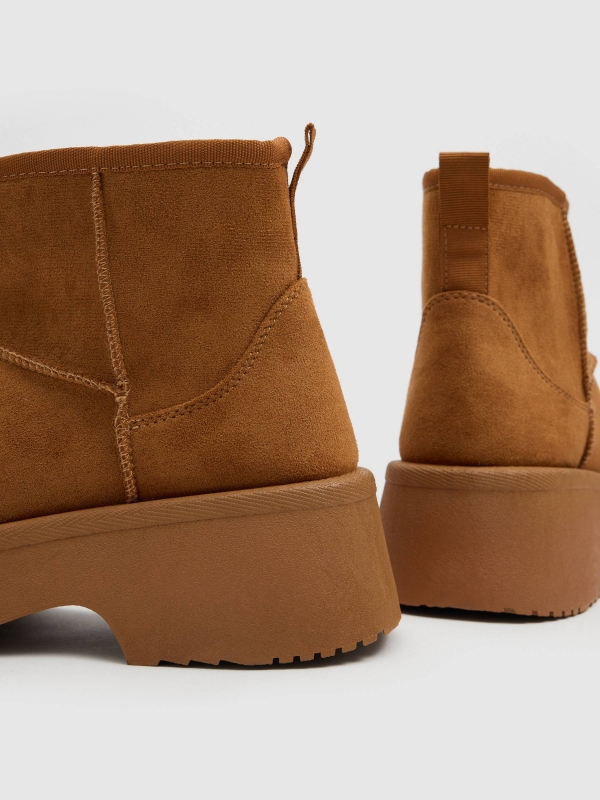 Camel platform boots brown detail view