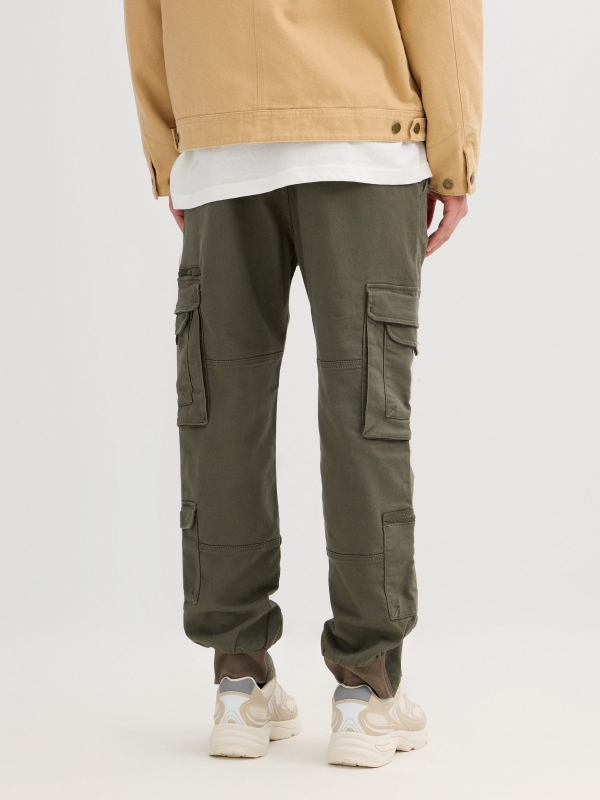 Regular jogger pants khaki middle back view