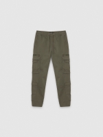 %Pto% Regular jogger pants khaki front view