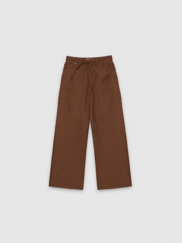  Calça casual com cordões canela vista frontal